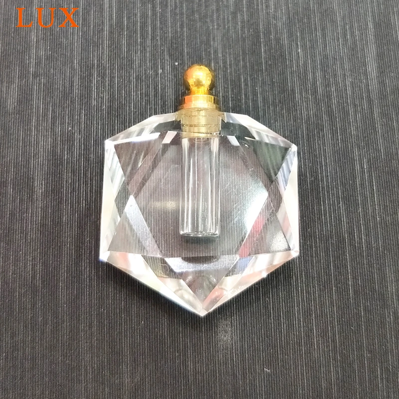 Crystal David Star Perfume Bottle, Natural Clear Quartz Pendant, Hexagon Essential Oil Diffuser Charm for Necklace