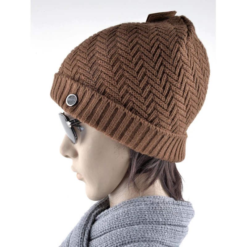 Winter hats for men bilayer knitted wool cap plus velvet thicker women hat beanies for autumn men bad hair day bonnet gorros