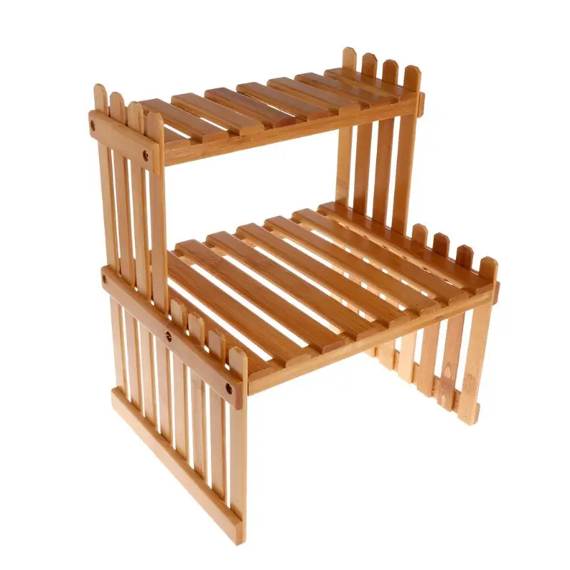 Pianta Mensola Del Fiore di Visualizzazione Del Basamento di Legno di Bambù Rack di Stoccaggio Giardino Organizzatore