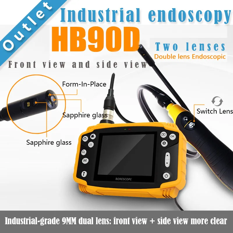 

SmartFly HB90D 9mm 3 Meter 3.5" LCD Dual LENS Endoscope Borescope Snake Inspection Tube Camera DVR Vehicle Inspection Pipeline