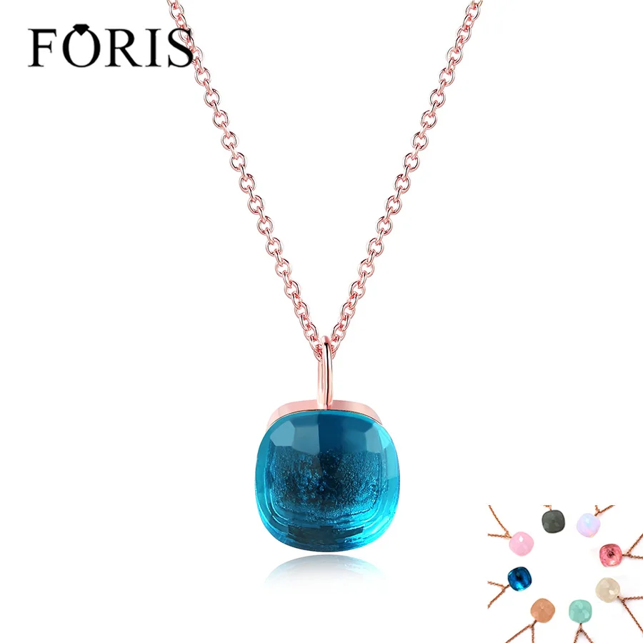 

FORIS Hot sale 8 Colors Fashion Jewelry Rose Gold Color Luxury Crystal Necklace For Women Christmas Gift On Sale PN002