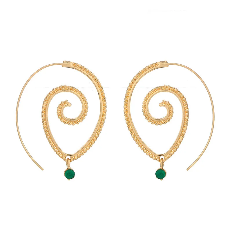 Bohemia Ethnic Personality Round Spiral Drop Earrings Exaggerated Love Heart Whirlpool Gear Ear Jewelry for Women Beach Brincos