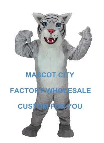 

Light Grey Wildcat Cub Mascot Costume Wildcat Baby Mascotte Outfit Suit Fancy Dress for Holiday Party Celebration Cosply SW618