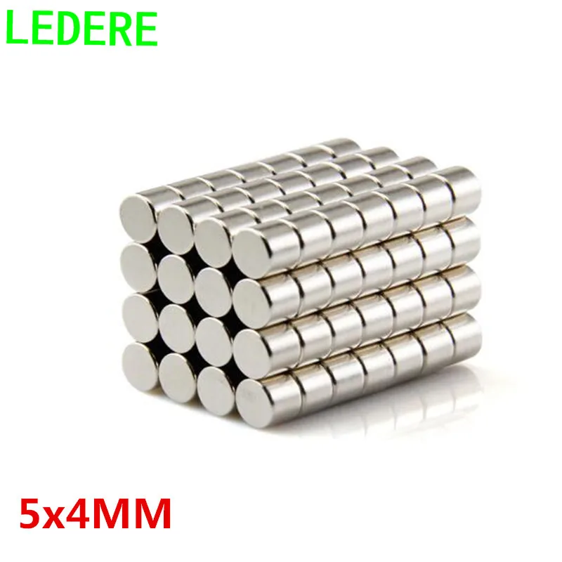 LEDERE 100pcs 5mmx4mm magnet Strong Round Cylinder Neodymium Magnets 5*4 NEW 5x4 Art Craft Connection  5mm*4mm