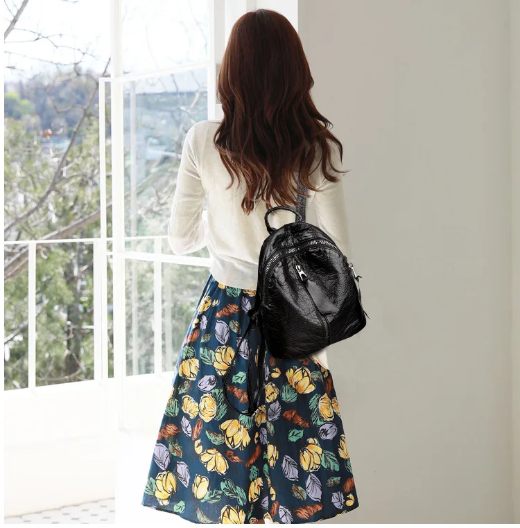 Para chicas adolescentes bolsos de hombro Mochila femenina negra bolso Mini Mochila femenina mochilas de cuero Pu suave