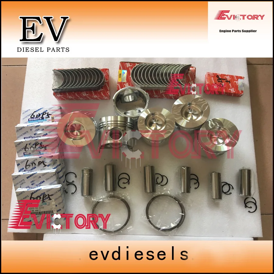 Evictory For Komatsu 6D95 rebuild kit S6D95L SA6D95L-1 Piston+ring+main con rod bearing