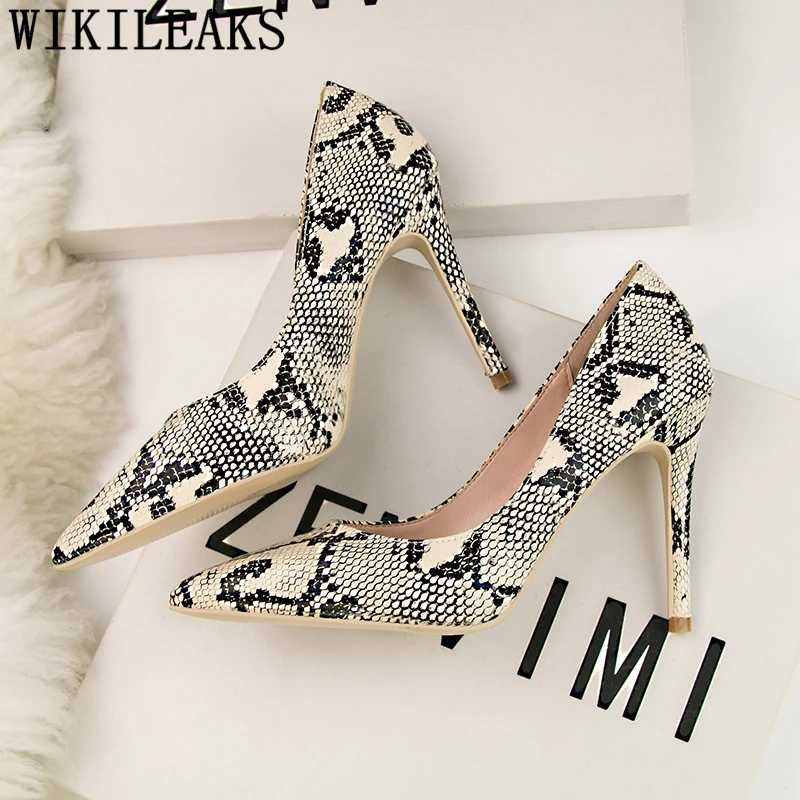 New Arrival 2024 Snake Print Sexy Heels Party Shoes Fashion Heels Elegant Shoes Fetish High Heels Women Pumps Evening Shoes Buty