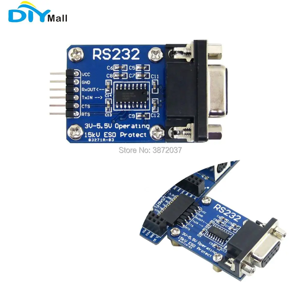 DIYmall for Waveshare RS232 Board SP3232 RS-232 UART RS232 to TTL Transceiver DB9 Connector