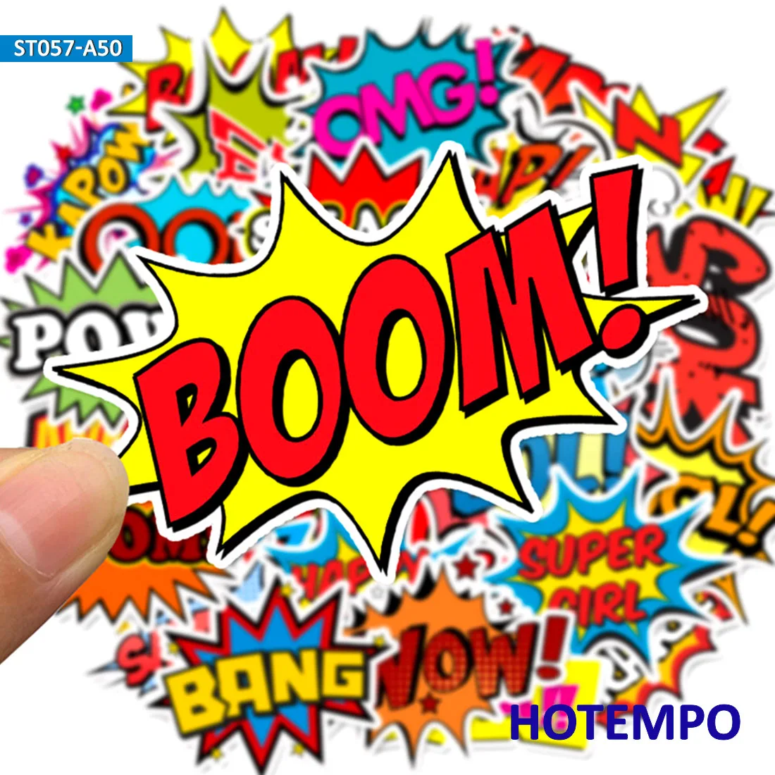 50pcs BAM POW Wow Boom Bang OMG clouds from explosion Stickers for Mobile Phone Laptop Luggage Guitar Case Skateboard Sticker