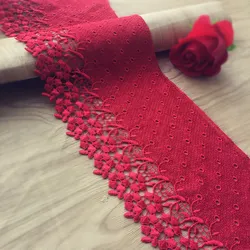 Red Embroidered Lace Edge Trim Ribbon Applique DIY Sewing Craft Crochet Fabric Edging Trimmings Vintage Wedding Dress