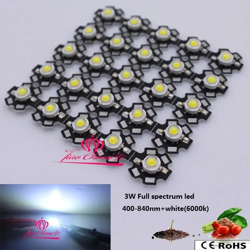 

100X Hydroponics 3w Full Spectrum white light 400nm-840nm Led for Plant Grow