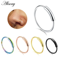 Alisouy New Arrival Stainless Steel 1pc 22G Nose Ring Rings Fake Septum Clicker Body Jewelry Piercing Suspension Clip On Jewelry