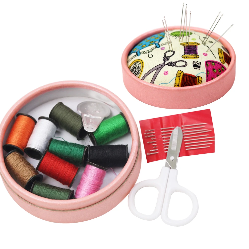 Portable Travel Sewing Kit Mini Sewing Box Quilting Stitching Embroidery Sewing Needle Craft Sewing Kits with Case Mom Gift