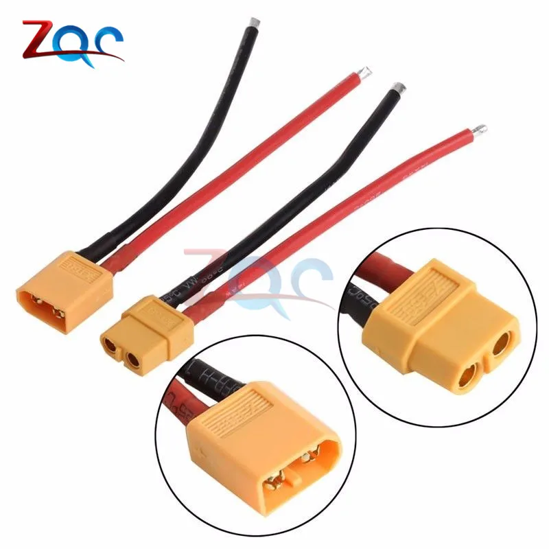 1 Set XT60 Male & Female Connector Adapter Bullet Plug with Silicon 14AWG Electrical Wire Cable for RC Lipo Battery