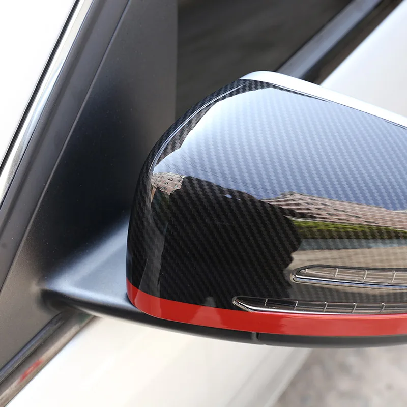2x z włókna węglowego czerwony styl dla Mercedes Benz CLA GLA GLK Class W176 W117 X156 X204 ABS boczne zewnętrzne lusterko wsteczne pokrywa