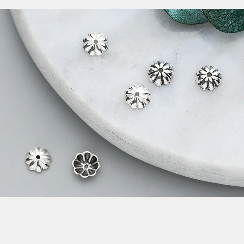 10pcs/Lot 100% 925 Sterling Silver Bead Caps High Quality Silver Bead Recepatcle End Cap Fit Tassels Pendants DIY Jewelry Charms