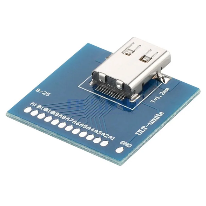 (100pcs/lot) 10Gbps USB-C Type-C Female Soldering Test Socket Cable USB 3.1 Type C Adapter PCBA Board Welding Connector Adaptor