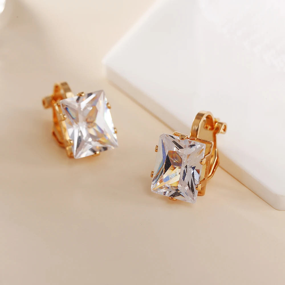 JIOFREE Cubic Zirconia Clip Earrings for women Fashion Crystal Jewelry Earrings Female Wedding Party Gift top quality