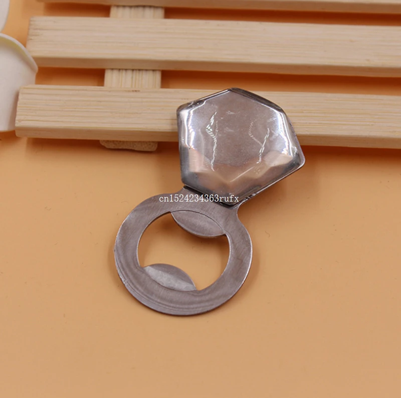 50pcs Bottle Opener Diamond Ring Shaped Alloy Tool Wedding Party Birthday Baby Shower Favor Gift Souvenirs Bottle Opener