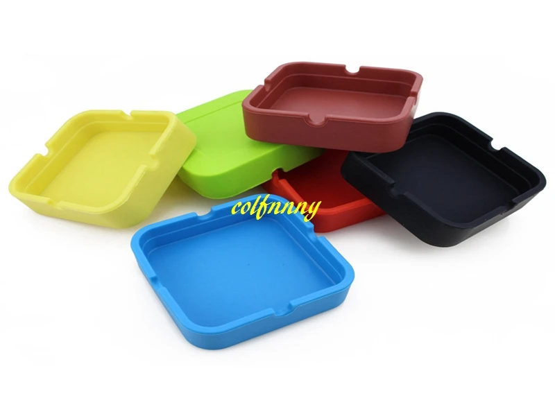 500pcs/lot Fast shipping 8x8cm Square silicone ashtray pocket soft eco-friendly rubber ashtray Holder unbreakable