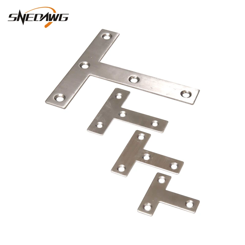 4pcs T Type Corner Bracket Furniture Stainless Steel Bracket 40x40/50x50/60x60mm Corner Bracket for Cabinet Table Bed Repair