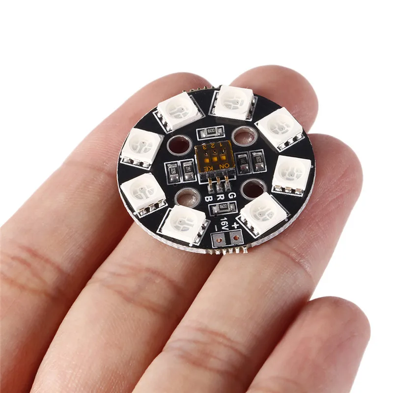 น้ำหนักเบา RGB LED วงกลม7-สี X8 16V สำหรับ FPV RC Multi-Rotor Racing Drone