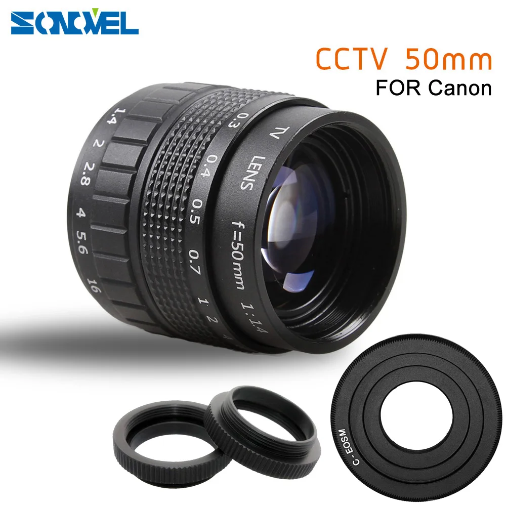 50mm F1.4 CCTV TV Movie lens+C Mount+Macro ring for Canon EOS M M2 M3 M5 M6 M10 Mirrorless Camera