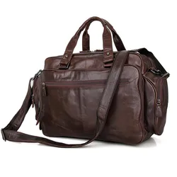 Bolso de viaje funcional de cuero genuino para hombre, Maletín de negocios informal para ordenador portátil, bolso de hombro, maletín para documentos