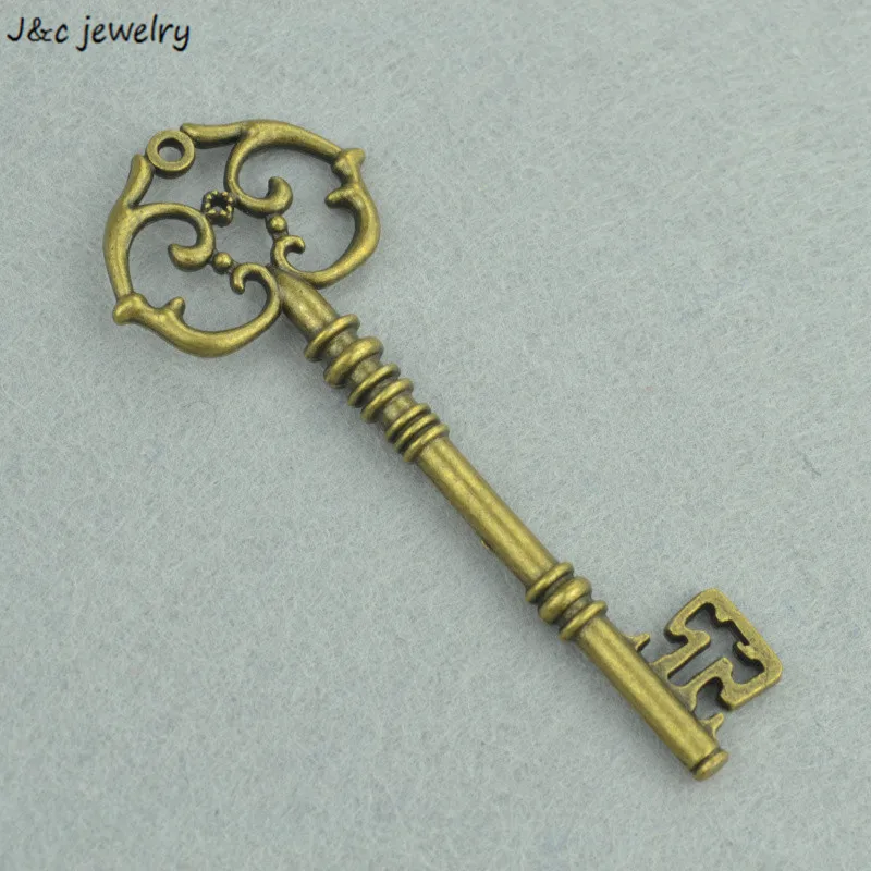 Wholesale 3pcs Antique Bronze Plated Zinc Alloy Metal key Charms Pendants Diy Jewelry Findings Accessories 83*31mm O204