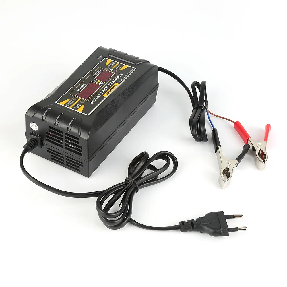 Asli Full Otomatis Cerdas 12 V 10A Asam/Gel Baterai Charger LCD Display Kami Uni Eropa Plug smart Fast Battery Charger