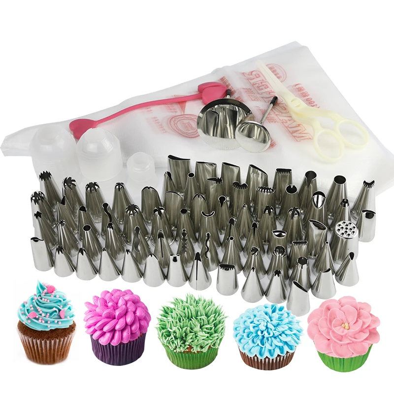 

101pcs /set russian tulip nozzles cake icing piping nozzles bags coupler and heart Tie