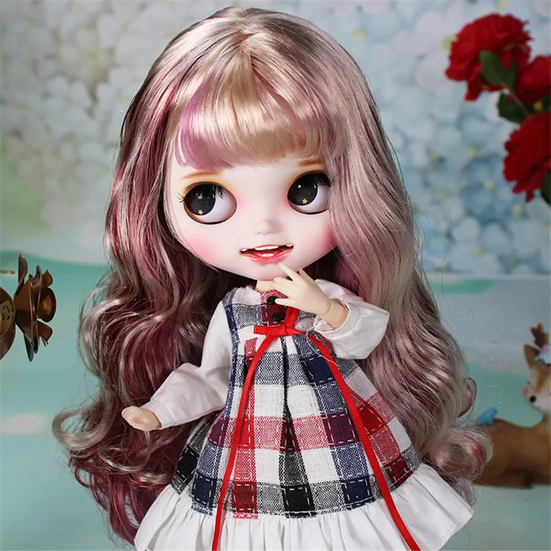 ICY DBS Blyth Puppe Für Serie Keine. BL1063/3139/12532 Blonde mix Lila haar Geschnitzt lippen Lächeln Matte gesicht Joint körper 1/6 bjd