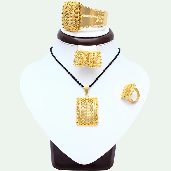 

Fansheng New Ethiopian Jewelry Bridal /Anniversary set Gold Color In Dubai and Ethiopia /Nigeria /Arabic Women Gifts