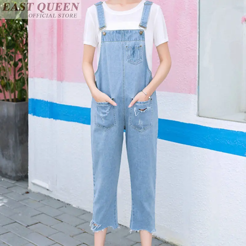 ผู้หญิง jumpsuits 2018 denim กางเกงยีนส์ overalls สำหรับผู้หญิง elegant ข้อเท้าความยาวกางเกงสำนักงานกระเป๋า jumpsuit rompers DD567 L