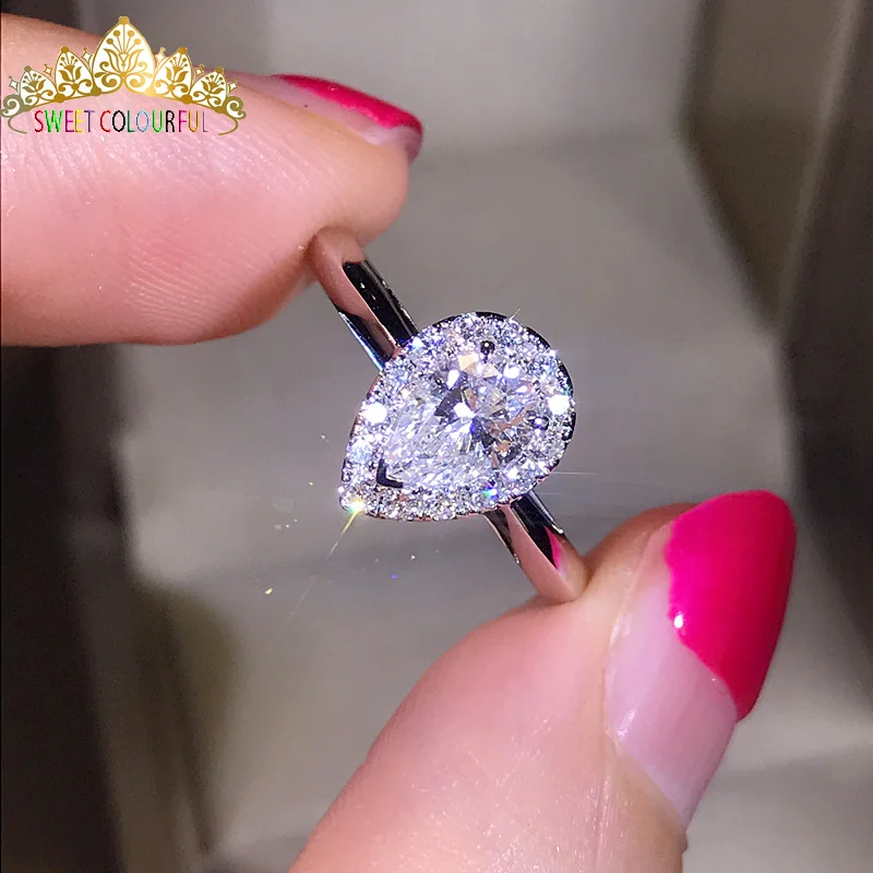 100%  18K 750Au Gold  Moissanite  Diamond Ring Wedding ring  D color VVS  With national certificate MO-H1014