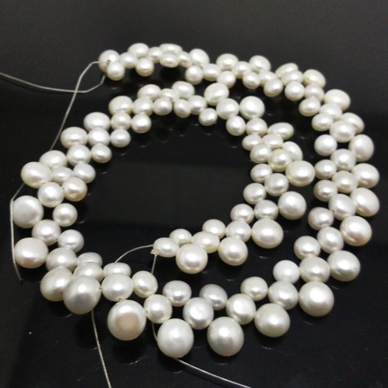 

16 inches Three Row Natural White AA+ High Quality Button Pearl Strand