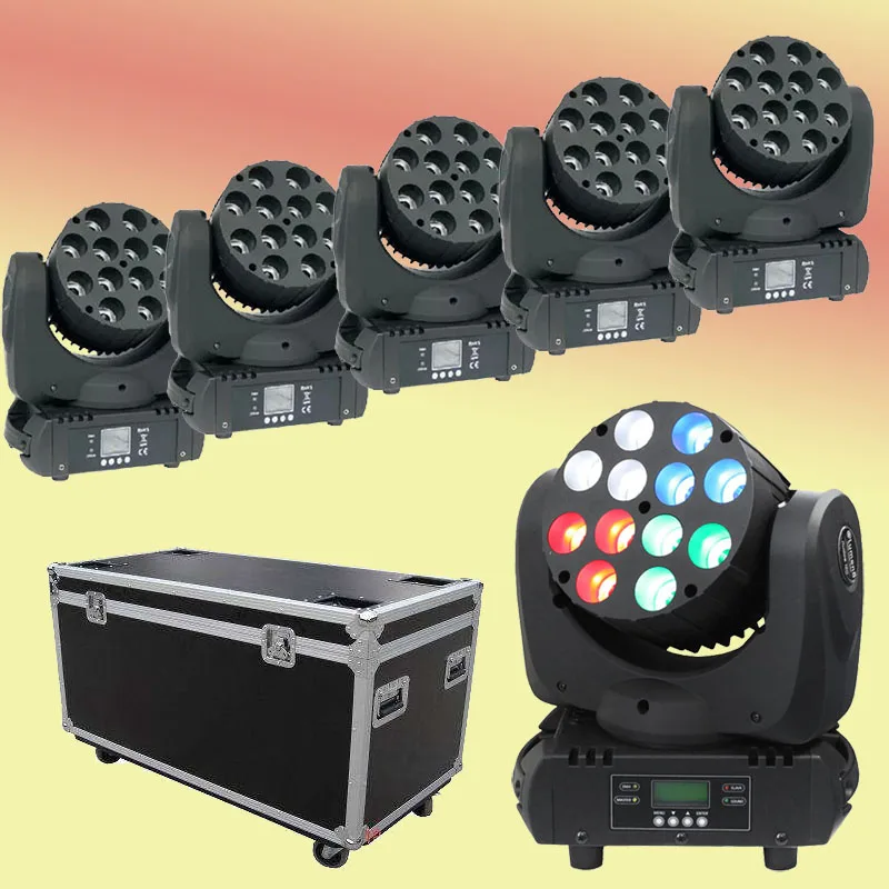 (6pcs/lot)150W LED Moving Head Beam Light 12x12W RGBW 4in1 Quad Color DJ Disco KTV Club Show Stage Lights with Flightcase packed