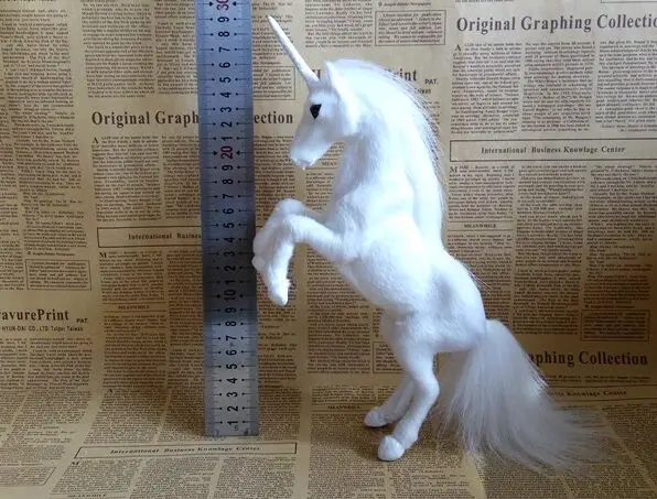 

simulation jump-up unicorn large 25x19cm hard model polyethylene&furs white unicorn prop home decoration gift s2264