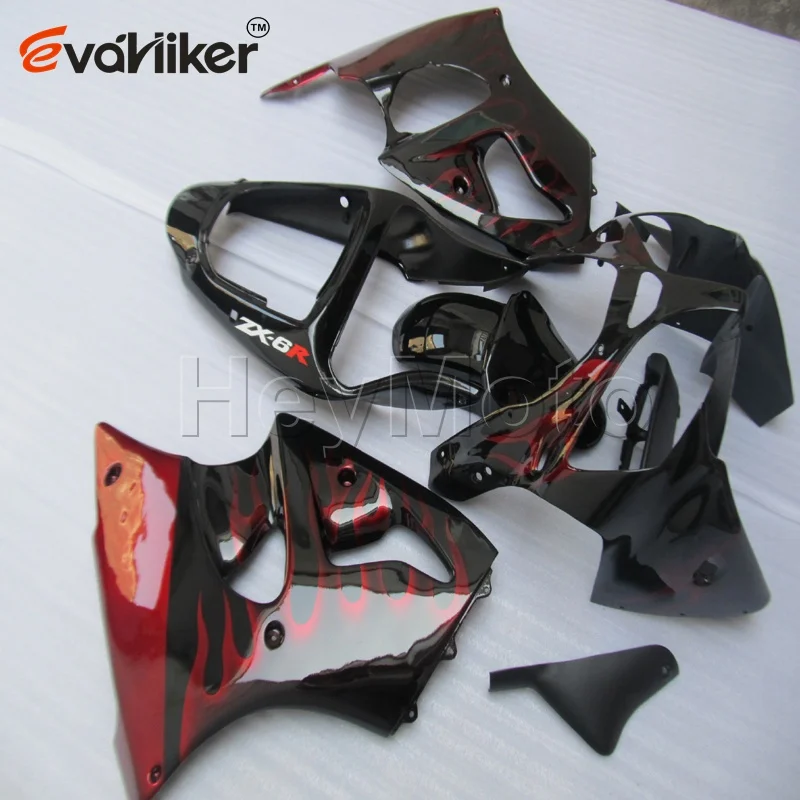 motorcycle Fairing hull for ZX6R 2000 2001 2002 red flames ZZR600 2005 2006 2007 2008 ABS plastic kit Injection mold