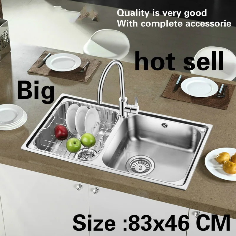 

Free shipping Household big vogue kitchen double groove sink wash vegetables 304 stainless steel hot sell 83x46 CM