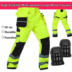 Bauskydd Hi vis tool pocket pant functional safety workwear work trousers  cargo work pant with knee pads