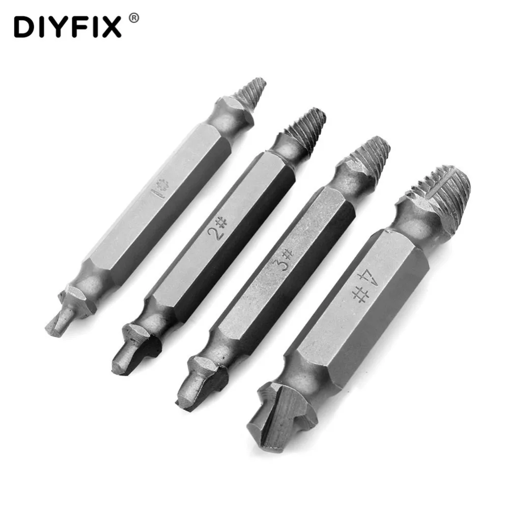 

DIYFIX 1# 2# 3# 4# Damaged Screw Extractor Breakage Bolt Extractor HSS Drill Bits Easy Out Guide Set Remove Broken Bolt Kits