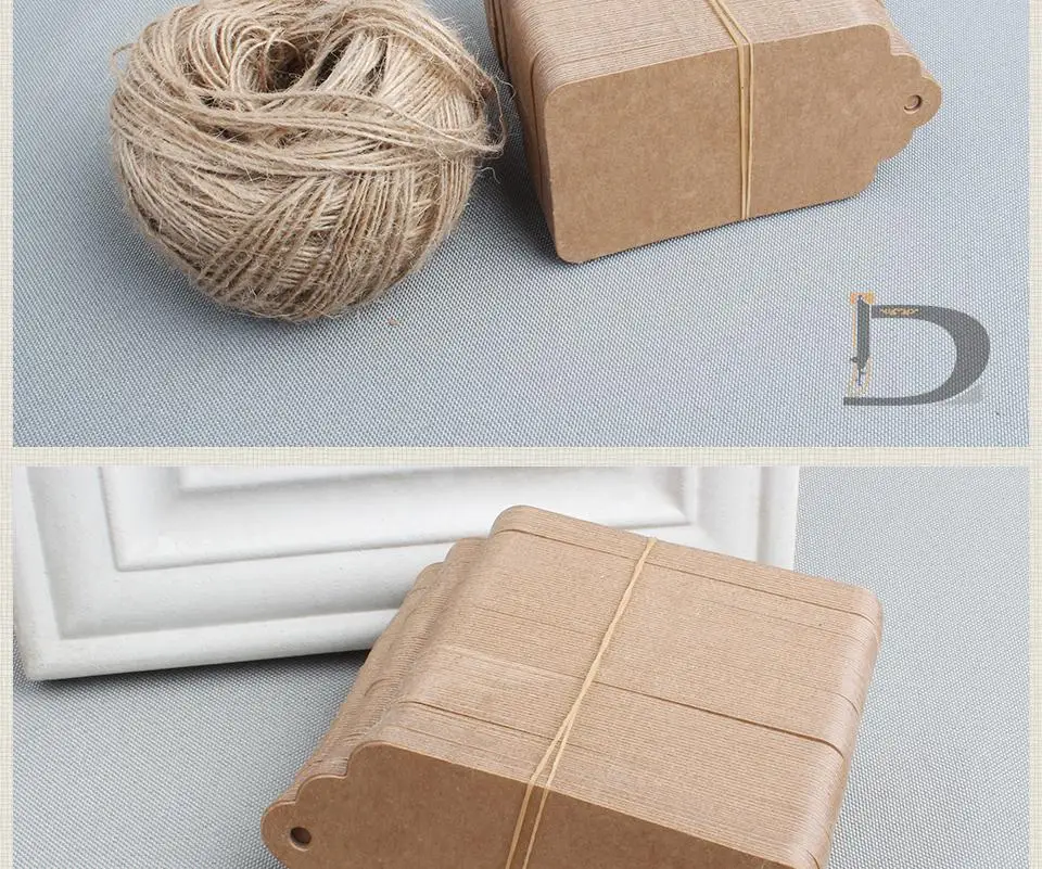 Großhandel 500 Stück 4,5 x 9 cm leere Preisschild Kraftpapier Geschenkanhänger mit Hanfschnüre DIY braunes Papier Kraftetikettenpapier TAGGING – Detail 11