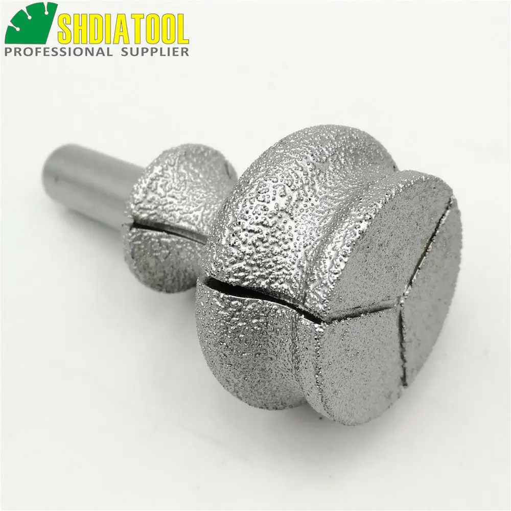 SHDIATOOL No.29 T2 Vacuum Brazed Diamond Router Bits With 1/2" Shank For Stone Cut, Router Cutter Granite Marble edge profiling