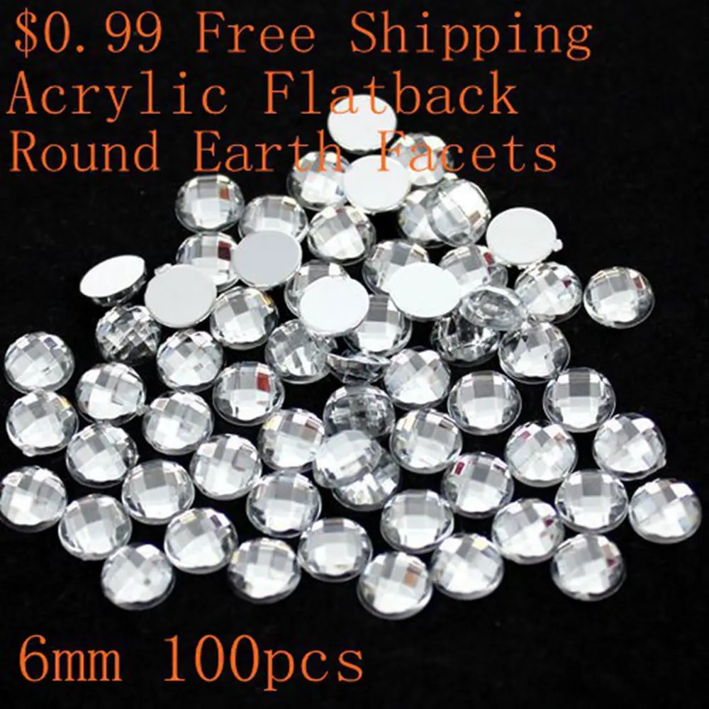 Many Sizes Crystal Color Acrylic Rhinestones Flat Back Round Earth Facets Non Hotfix Glue On Beads DIY Backpack Decorations