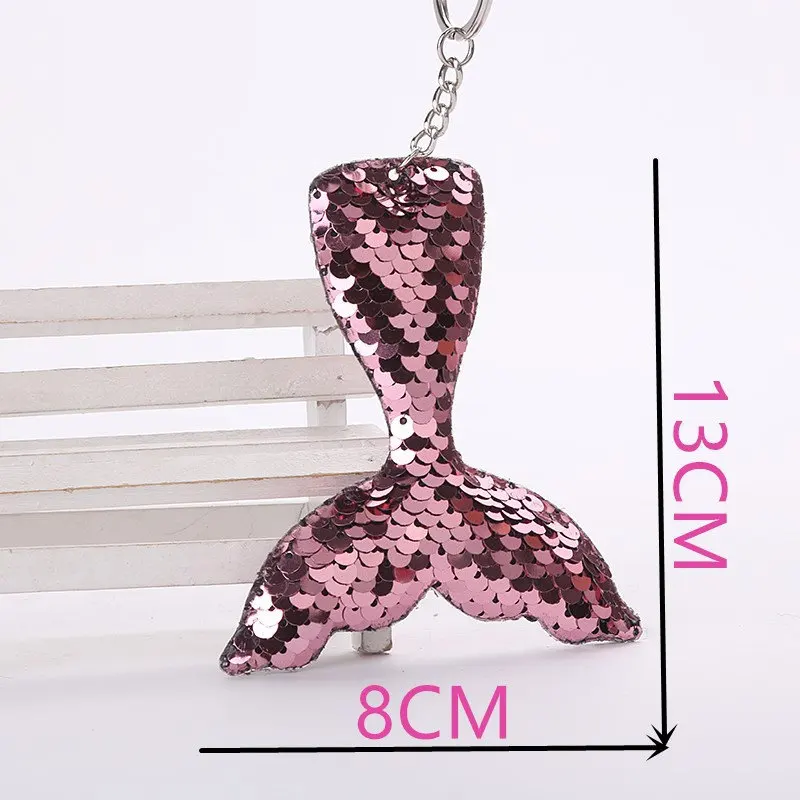 Fashion Keychain Bag Accessories Shine Mermaid Tail Handbag Sequins Pendant Gift Jewelry Women Girl Key Chain F20173985