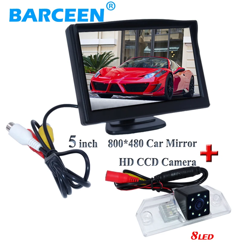 Waterproof IP 69K auto car reversing camera with ccd image 8 led+car monitor 5