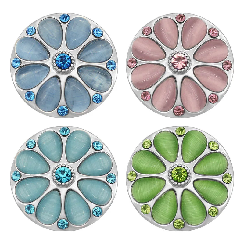 Новинка-kz3082-красивые-очаровательные-Красочные-камни-кошачий-глаз-цветы-18-мм-металлические-кнопки-5-цветов-для-самодельных-ювелирных-изделий-оптовая-продажа