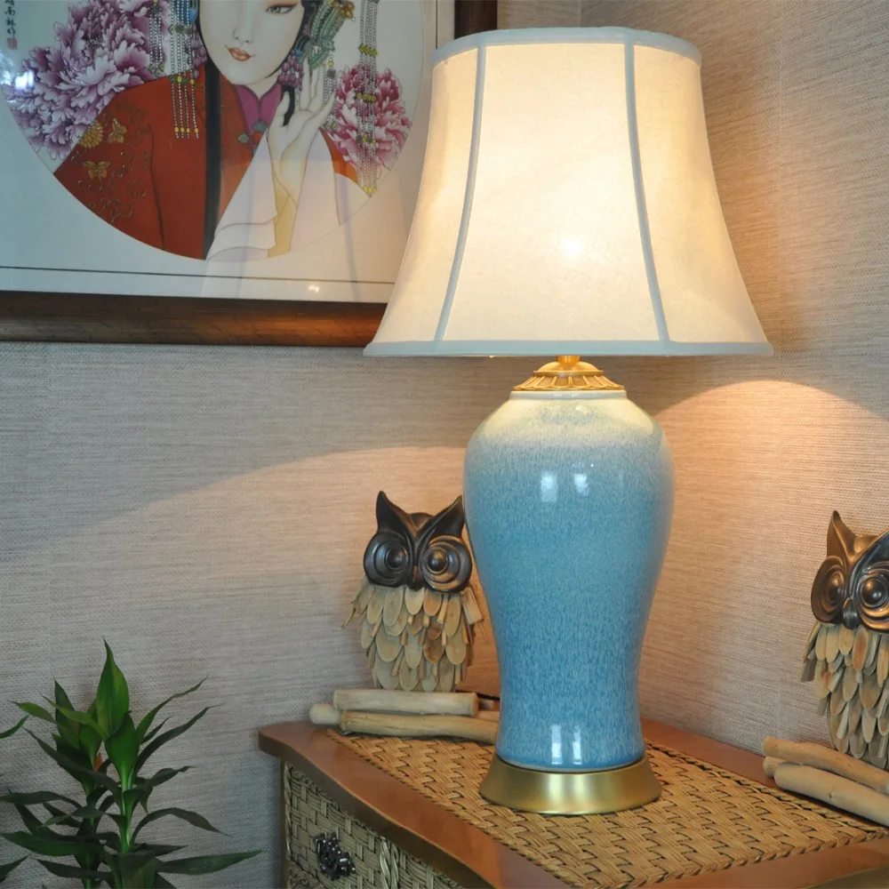 Art Chinese porcelain ceramic table lamp bedroom living room wedding table lamp Jingdezhen bed room table lamp