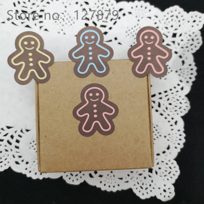 100Pcs Hot Sale gingerbread Man Merry Christmas Handmade Cake Packaging Sealing Label Kraft Sticker Baking DIY Gift Stickers